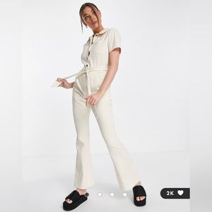 ASOS DESIGN twill 70s kick flare jumpsuit